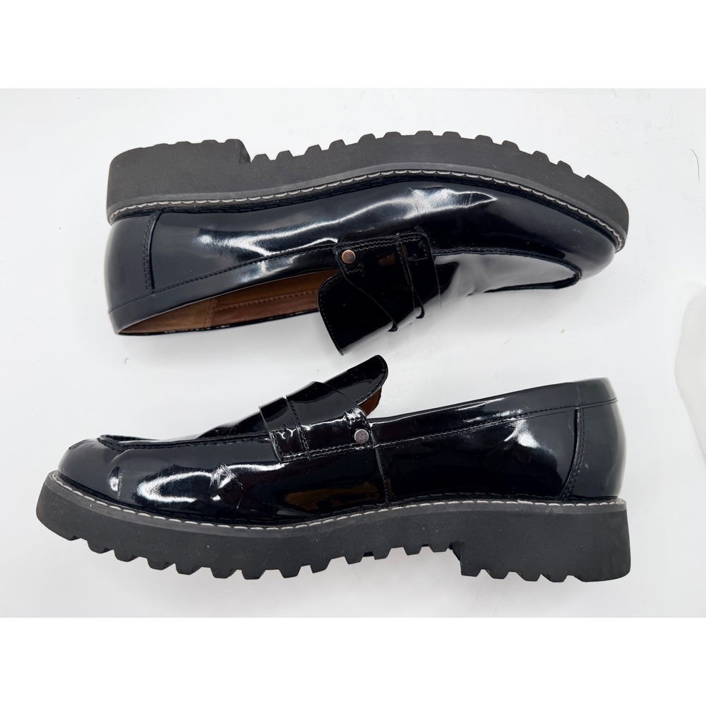 Franco Sarto Cassandra Loafer Womens 8.5M Black Patent Lug Sole Slip On